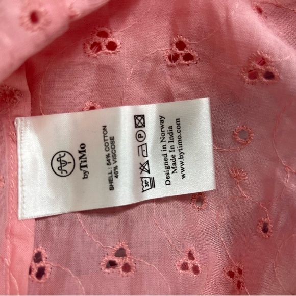 BYTIMO Broderie Ruffle Trim Eyelet Lace Anglaise Shirt In Pink Women's Size S - Picture 8 of 11